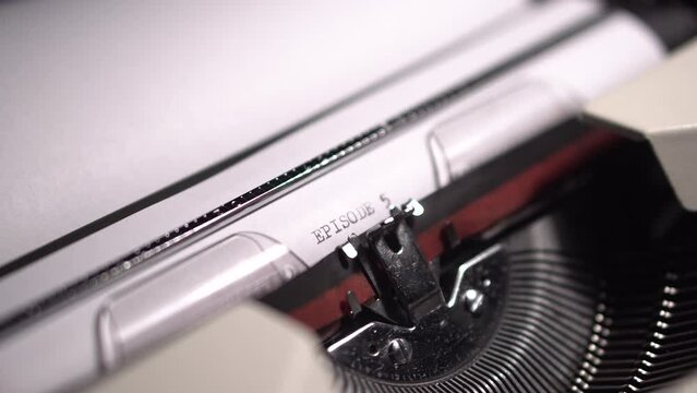 Episode 5, Typing on Vintage Typewriter, Starting TV Serie Script or Screenplay Close Up
