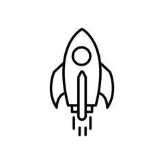 Space rocket outline icons, minimalist vector illustration ,simple transparent graphic element .Isolated on white background