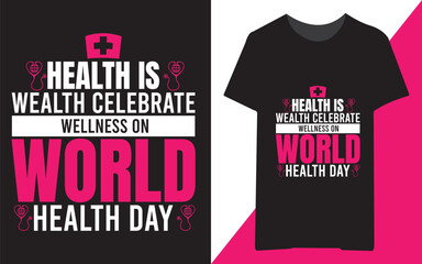 Fototapeta premium Free vector world health day celebration T-shirt design