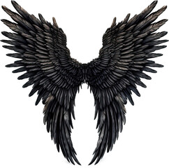Obraz premium Black angel wings isolated on transparent background. PNG