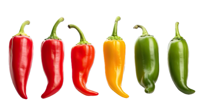 Collection of PNG. Peppers isolated on a transparent background.