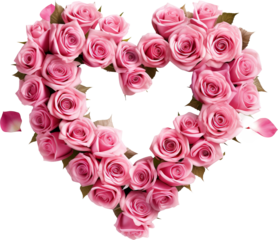 Heart of roses isolated on transparent background