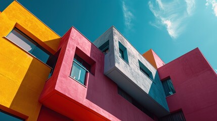 Vibrant Modern Building Facades with Geometric Shapes
