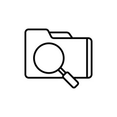 Folder search outline icons, minimalist vector illustration ,simple transparent graphic element .Isolated on white background