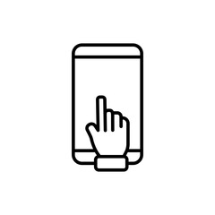 Mobile click outline icons, minimalist vector illustration ,simple transparent graphic element .Isolated on white background