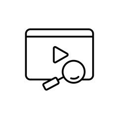 Video search outline icons, minimalist vector illustration ,simple transparent graphic element .Isolated on white background