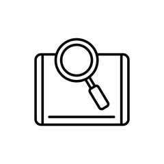 Tablet search outline icons, minimalist vector illustration ,simple transparent graphic element .Isolated on white background