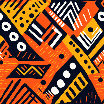 Abstract geometric seamless pattern. Ethnic background, aztec or african traditional style. Black history month. Design for print textile, wallpaper, paper, card, banner, backdrop