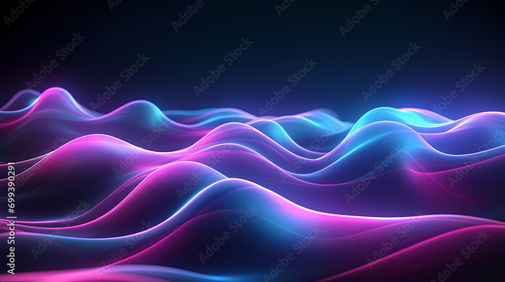 Poster digital technology blue rhythm wavy line abstract graphic poster web page ppt background with genera