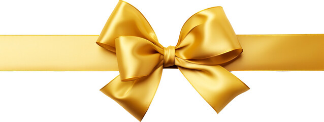 Golden bow isolated on transparent background. PNG