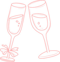 Two champagne glasses with a decorative bow