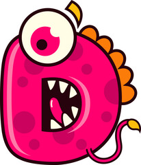 Funny Monsters Alphabet Letter D
