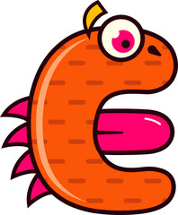 Cute Alphabet E Monsters Character