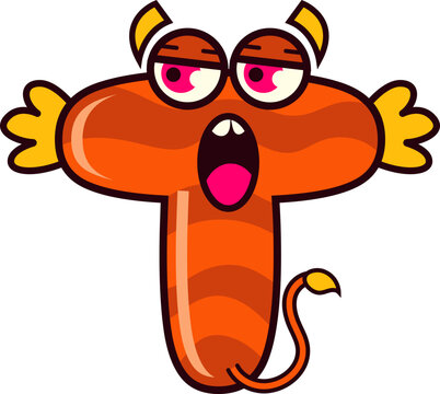 Funny Monsters Alphabet Letter T