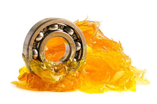 Ball bearing stainless with grease lithium machinery lubrication for automotive and industrial  isolated on white background with clipping path