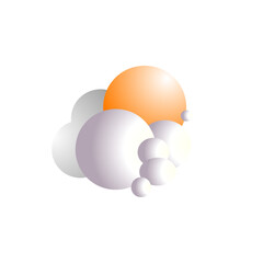 Clouds and sun 3d illustration on Transparent background 