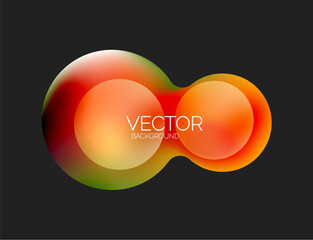 Beautiful flowing round shapes and circles abstract background. Liquid color bubble composition