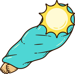 Vintage Baby Covered in Blue Blanket Handdrawn, Prophet Dzakaria Miracle