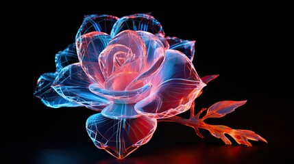 a diamond rose in the dark with its petals