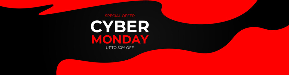 Cyber Monday vector design template. Trendy concept of sale banner for online shopping. Promo text on lines distortion background. Suit for Banner, cover, flyer, website, backdrop. vector illustration