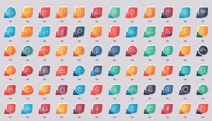 pattern with colorful  icons ,. Collection of Vector icons