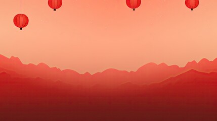 Fototapeta premium A minimalist Chinese New Year image with red and orange