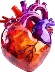 Anatomical heart icon 3D block illustration logo