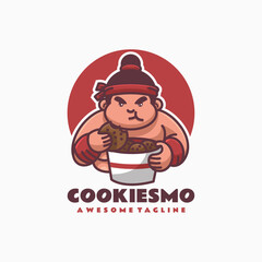 Vector Logo Illustration Cookies Sumo Mascot Cartoon Style