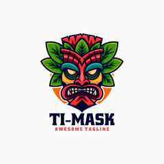Vector Logo Illustration Ti Mask Mascot Cartoon Style