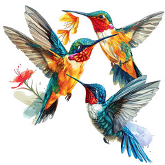 Hummingbird Set Illustration