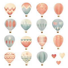 Papier Peint photo Montgolfière Watercolor Valentine Hot Air Balloon Ride