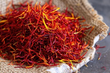 Fototapeta premium Heap of premium spanish Mancha quality saffron