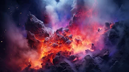 Foto auf Alu-Dibond purple and blue and orange volcanic eruption © paisorn
