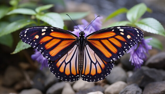 Vibrant butterfly wing showcases nature elegance and beauty generated by AI