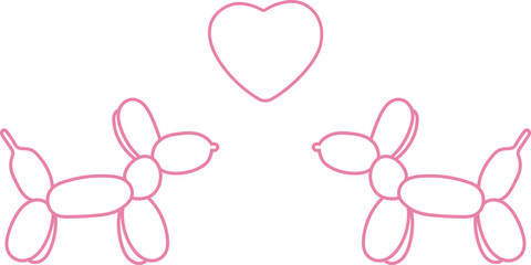 Cute Dog Couple Balloon Illustration