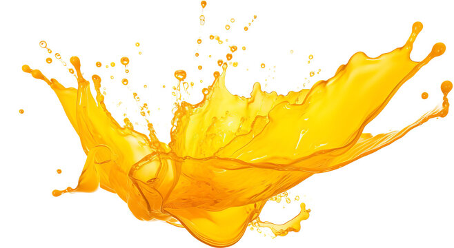 Orange juice splashing isolated on transparent background. PNG