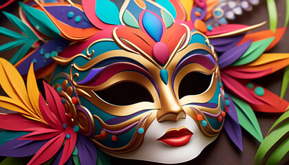 Colorful masks add beauty to traditional festival celebrations generated by AI