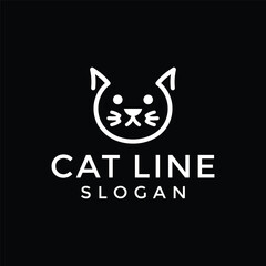 Cat head line design logo