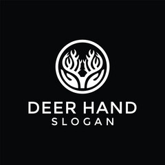 logo design of deer antlers and human hand