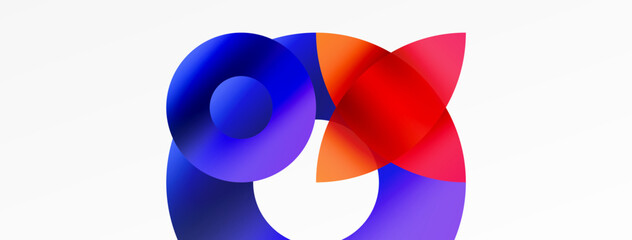 Abstract round geometric shapes with gradients. Concept for creative technology, digital art, social communication, and modern science. Ideal for posters, covers, banners, brochures, and websites