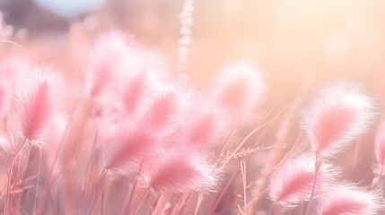 Soft Pink Whispers: Serene Meadow at Dawn
