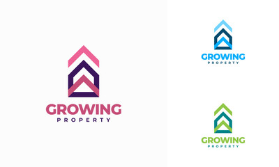 real estate house logo template, Growing Property logo concept vector, Real Estate Apartment Building Logo Business Chart Logo design Urban City