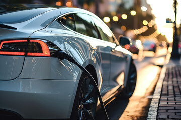 Electric car charging, Electric cars. Generative AI.