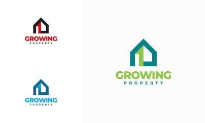 real estate house logo template, Growing Property logo concept vector, Real Estate Apartment Building Logo Business Chart Logo design Urban City