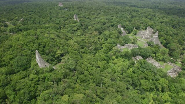 Flying Over Guatemala Tikal National Park - Wide, high shot