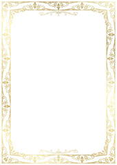 vintage gold border. Border frame with royalty ornaments on white background. - obrazy, fototapety, plakaty
