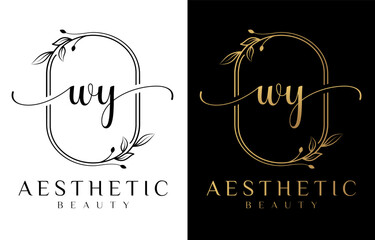 Letter WY Beauty Logo with Flourish Ornament