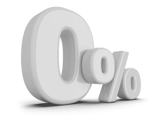 0 percentage discount number white 3d render