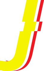 Electrical Glitch Style Alphabet J Yellow Color © Monsters Visual
