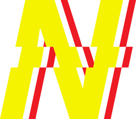 Electrical Glitch Style Alphabet N Yellow Color © Monsters Visual